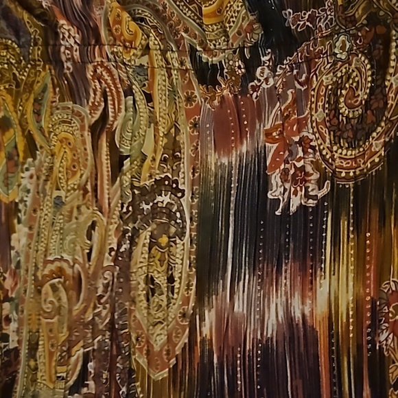 Vtg NEW YORK CITY Design Retro 1970s Paisley Metallic Crochet Peplum Poet Blouse - Picture 7 of 8